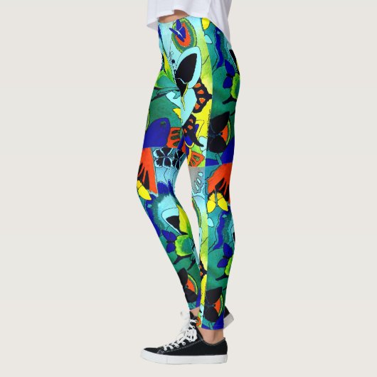 Flashy Cute Color Butterfly Collage Ontworpen Leggings (Links)