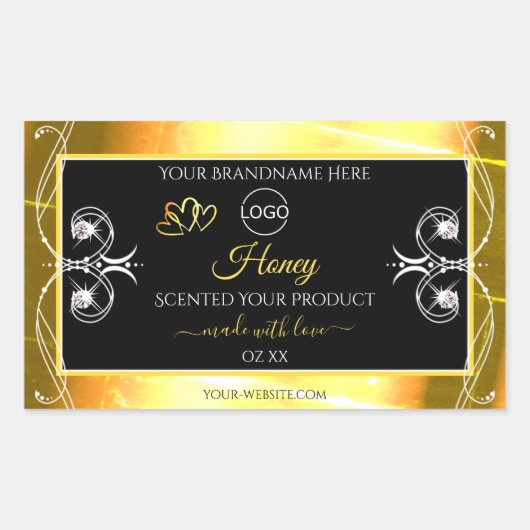 Flashy Dazzling Gold Black Étiquettes Ajouter un l (Devant)