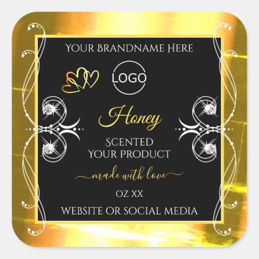 Flashy Dazzling Gold Black Product Labels toevoege (Voorkant)