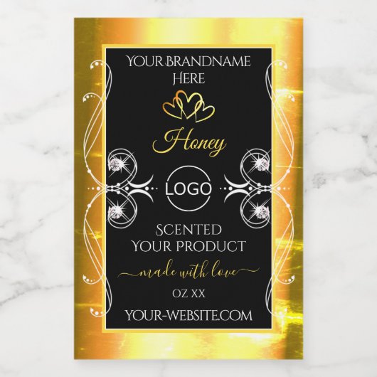 Flashy Dazzling Gold Black Product Labels toevoege Voedselcontainer Etiket (Enkel label)