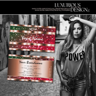 Flashy Groen Roze Glitter Sterren Roos Goud Creati Visitekaartje