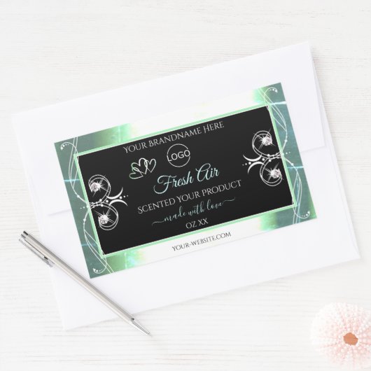 Flashy Light Blauwgroen Black Product Labels juwel (Envelop)