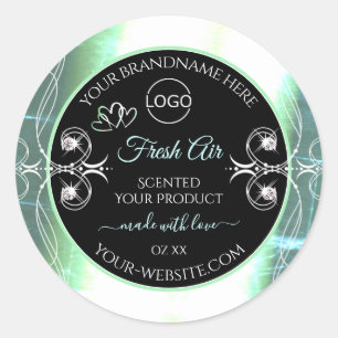 Flashy Light Blauwgroen Black Product Labels juwel