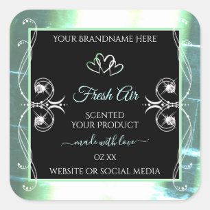 Flashy Light Blauwgroen en Black Product Labels ju