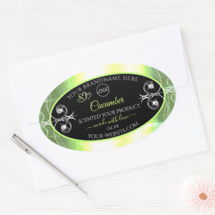 Flashy Light Green Black Product Label juwelen Log