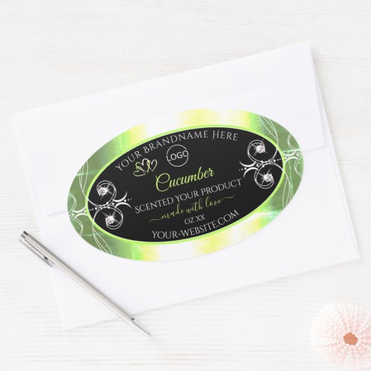 Flashy Light Green Black Product Label juwelen Log (Envelop)