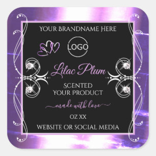 Flashy Light Paars Black Product Labels met Logo