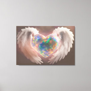 *~* Flashy Opal Heart Angel Wings AP78 Canvas Afdruk