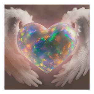 *~* Flashy Opal Heart Angel Wings AP78 Perfect Poster