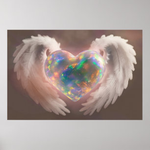 *~* Flashy Opal Heart Angel Wings AP78 Poster