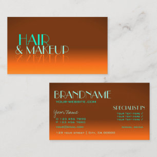 Flashy Oranje en Blauwgroen Mirror font Profession Visitekaartje