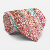 Flashy Pastel Glitter Brush Strokes Roze Blauw Stropdas (Opgerold)