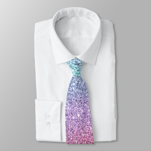 Flashy Pastel Rainbow Glitter Pattern Stropdas (Gebonden)