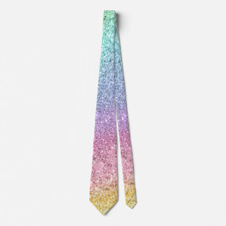 Flashy Pastel Rainbow Glitter Pattern Stropdas