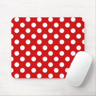 Flashy Red en Big White Polka Putten Pattern Muismat