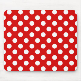 Flashy Red en Big White Polka Putten Pattern Muismat