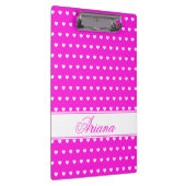 Flashy roze met Cute White Hearts, aangepaste naam Klembord (Rechts)
