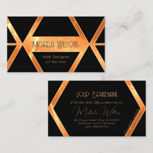 Flashy Shimmery Coral Cool Black Geometric Stylish Visitekaartje