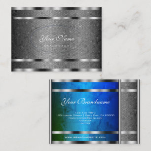 Flashy Silver Snake Pattern met Blue Green Marble Visitekaartje