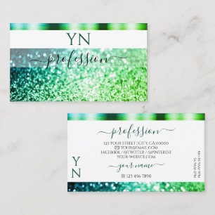 Flashy White Blauwgroen Green Sparking Glitter Mon Visitekaartje