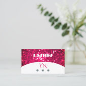 Flashy White Girly Pink Sparking Glitter Monogram Visitekaartje (Staand voorkant)