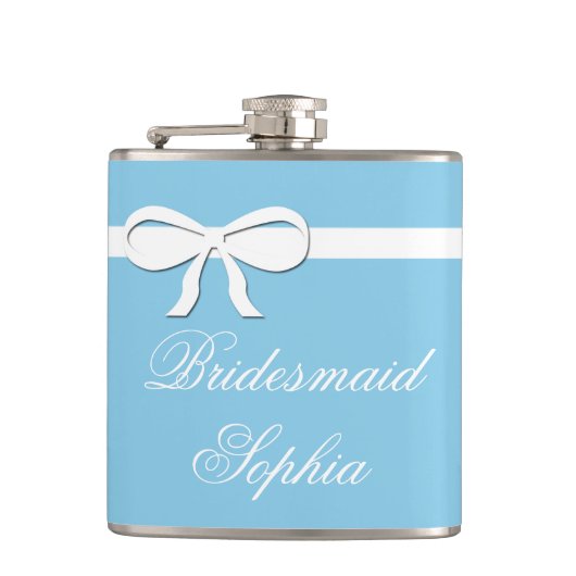 Flask Bridesmaid Gift aqua Wedding Personalized Heupfles (Voorkant)