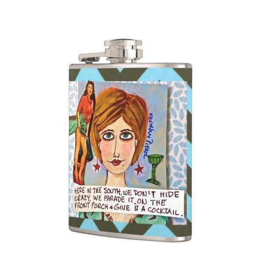 Flask-hier in het Zuiden verbergen we niet gek Heupfles (Links)