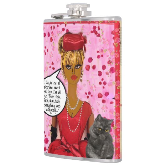 FLASK-Ik probeer allemaal aardig en lief te zijn,  Heupfles (Links)