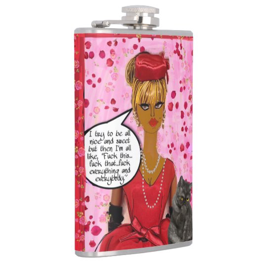 FLASK-Ik probeer allemaal aardig en lief te zijn,  Heupfles (Rechts)