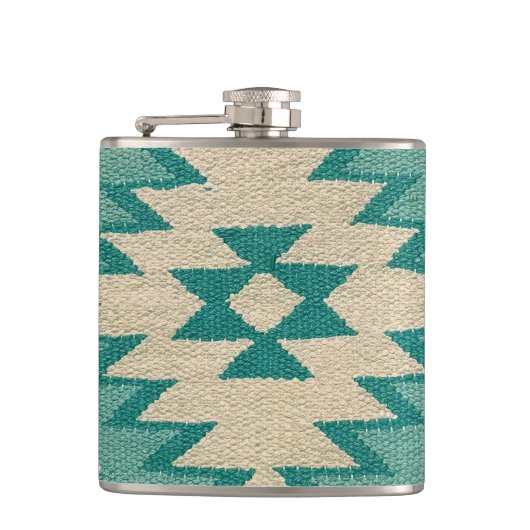 Flask in Blauwgroen zuidwestelijke weefselkunstwer Heupfles (Voorkant)