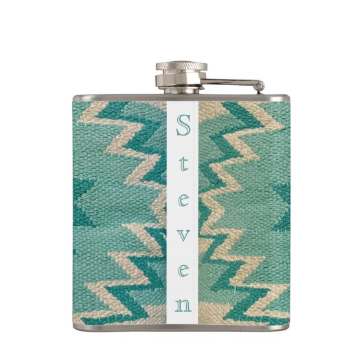 Flask in Blauwgroen zuidwestelijke weefselkunstwer Heupfles (Achterkant)