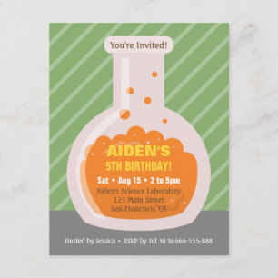 Flask Kinder Science Birthday Party Invitations Kaart