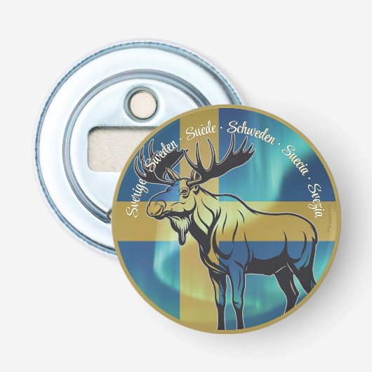Flasköppnare — Sweden, moose Button Flesopener (Voorkant)