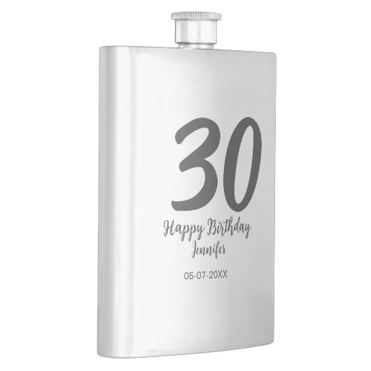 Flasque 30e anniversaire ajouter nom date année noir modèl (Droite)