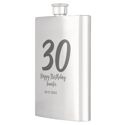 Flasque 30e anniversaire ajouter nom date année noir modèl (Gauche)