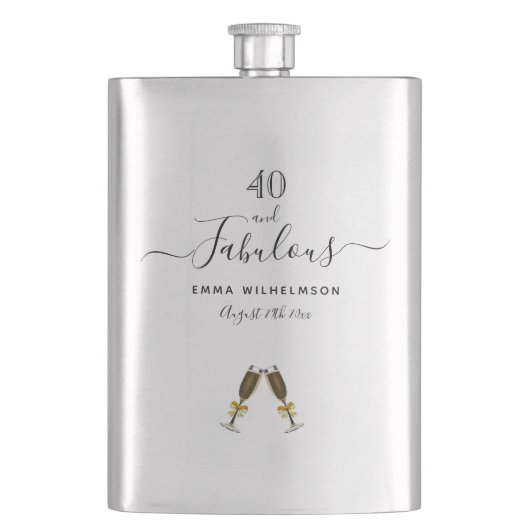 Flasque 40 fabuleux script monogramme de 40e anniversaire (devant)