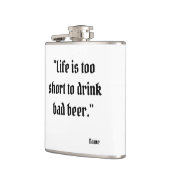 Flasque à alcool avec citation drôle sur la bière (Gauche)