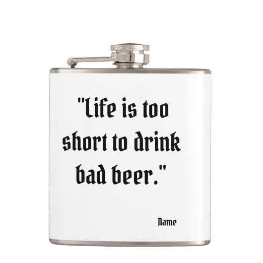 Flasque à alcool avec citation drôle sur la bière (Devant)