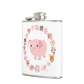 Flasque à hipster Mandala Cochon de dessin animé m (Gauche)