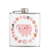 Flasque à hipster Mandala Cochon de dessin animé m (Devant)