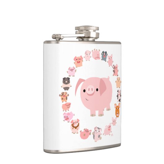 Flasque à hipster Mandala Cochon de dessin animé m (Droite)