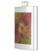 Flasque Abstrait Rouge Orange Brown Vert Fractal Art Flowe (Gauche)