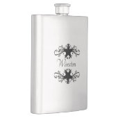 Flasque Accents noirs étoilés avec nom ou monogramme (Droite)