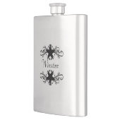 Flasque Accents noirs étoilés avec nom ou monogramme (Gauche)