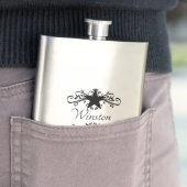Flasque Accents noirs étoilés avec nom ou monogramme (En situation)
