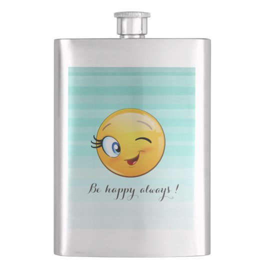 Flasque Adorable Winking Emoji Face-Be heureux toujours (devant)