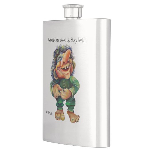 Flasque Adventure Await Stay Bold Troll Aquarelle (Gauche)