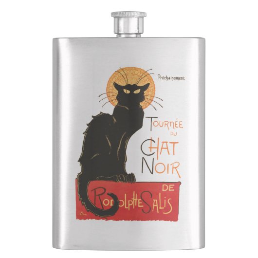 Flasque Affiche Classique Chat Noir de Steinlen en Noir (devant)
