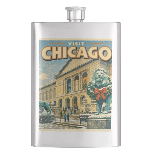 Flasque Affiche de l'Institut d'Art de Chicago en hiver (devant)