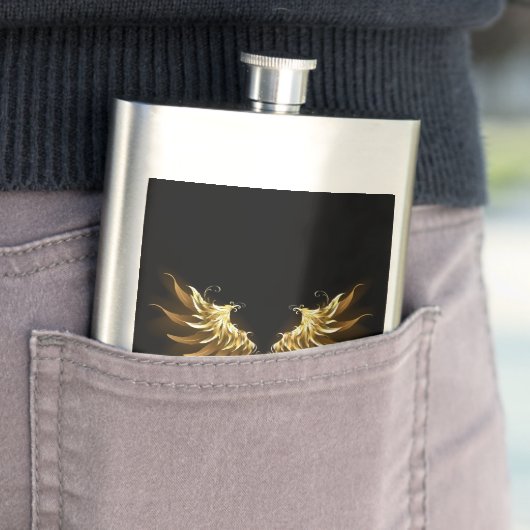 Flasque Ailes d'Ange d'or sur arrière - plan noir (En situation)